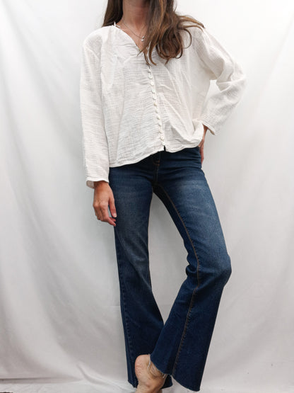 ZARA.Blusa blanca textura T.L