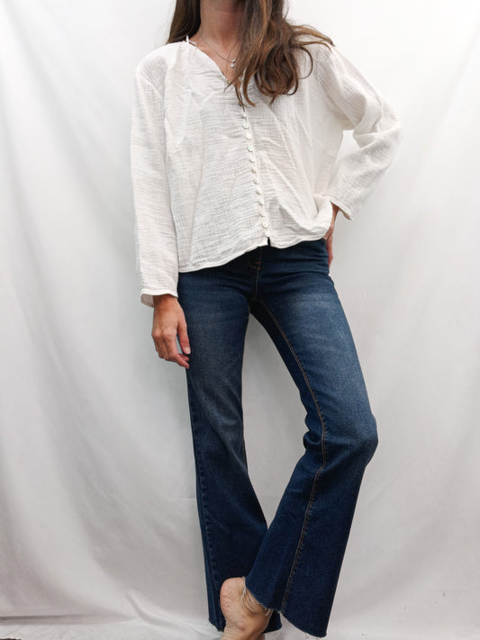 ZARA.Blusa blanca textura T.L