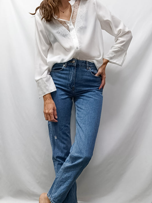 OTRAS. Blusa blanca encaje T.u(s)