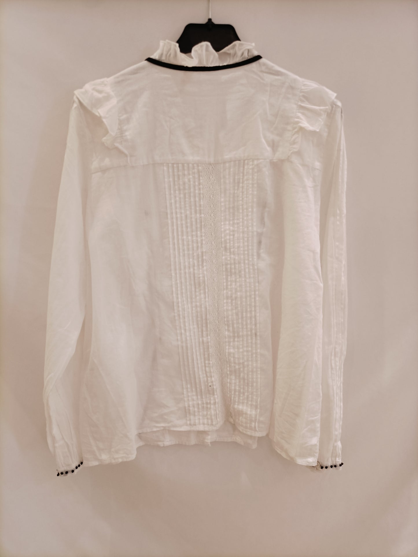 SEZANE. Blusa blanca volantes T.40(m)