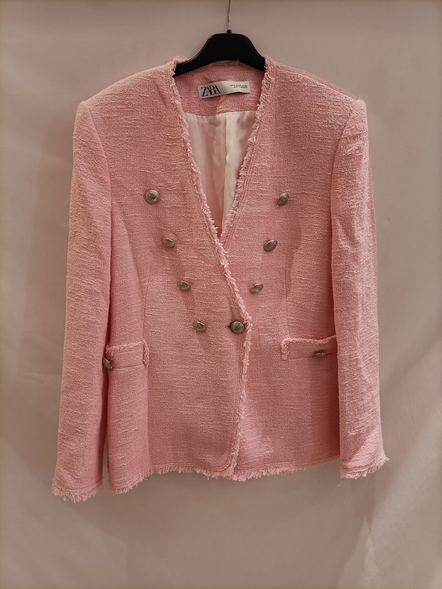 ZARA. Chaqueta rosa tweed T.m