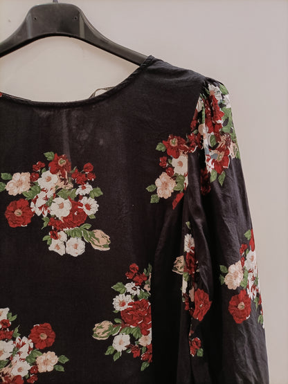 ZARA. Vestido azul flores T.l