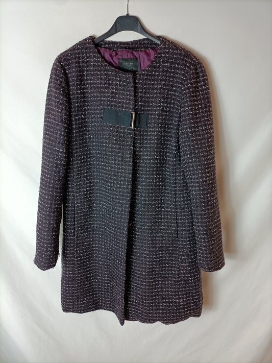 CORTEFIEL. Blue and burgundy tweed coat. TM