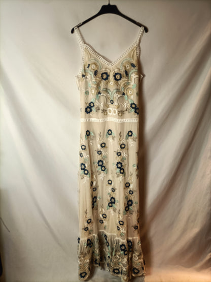 MIOH. Vestido beige bordado T.s