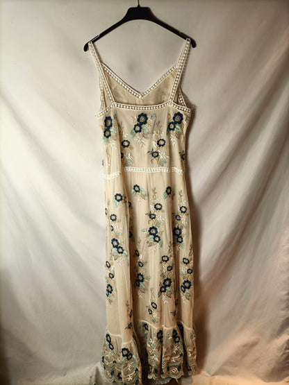 MIOH. Vestido beige bordado T.s