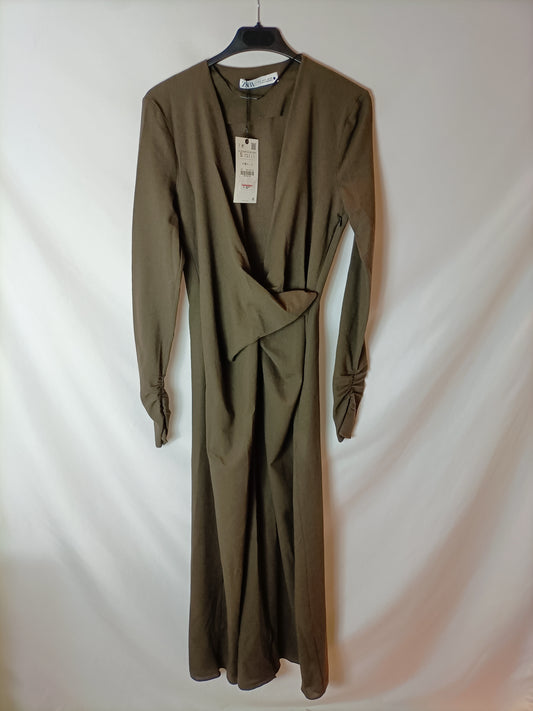 ZARA. Long brown Ts dress