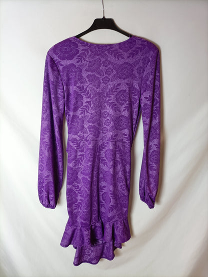 ZARA. Vestido morado flores T.m
