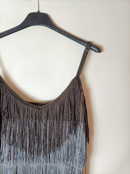 ZARA. Top flecos grises T.s