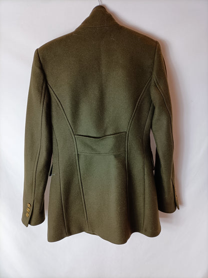 ZARA. Abrigo verde botones dorados. T XS