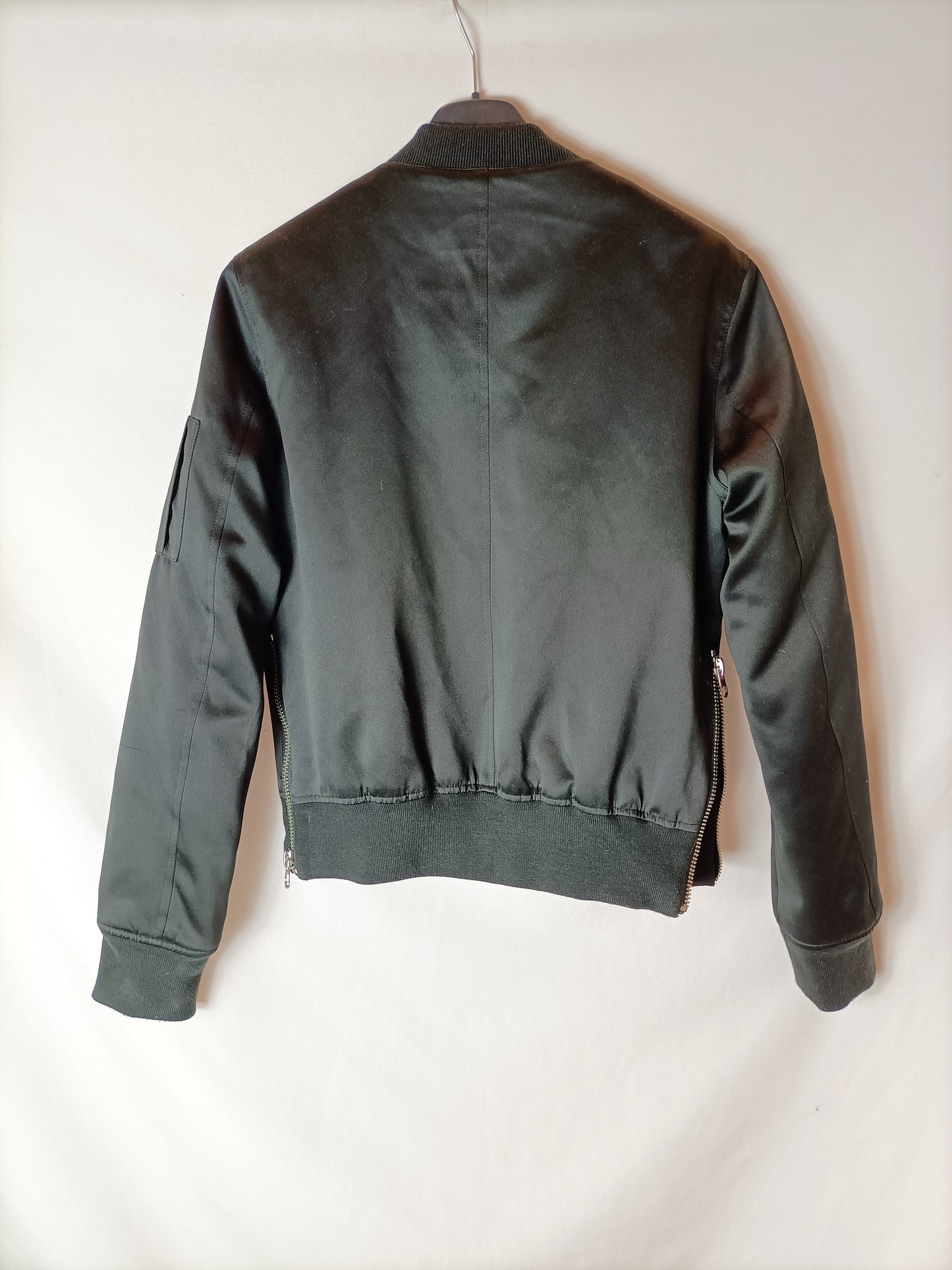 MAJE. Black bomber jacket with side zip. Size 36