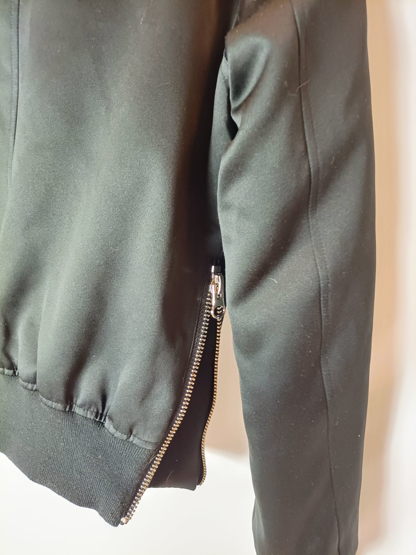 MAJE. Black bomber jacket with side zip. Size 36