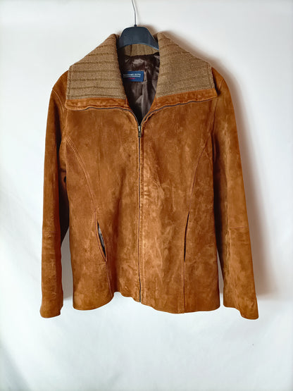 MASSIMO DUTTI. Cazadora piel marrón. T S