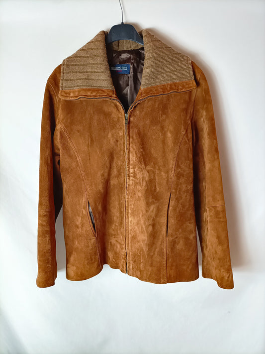 MASSIMO DUTTI. Cazadora piel marrón. T S