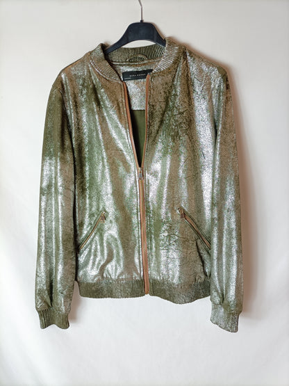 ZARA. Chaqueta estilo bomber metalizada. T XS