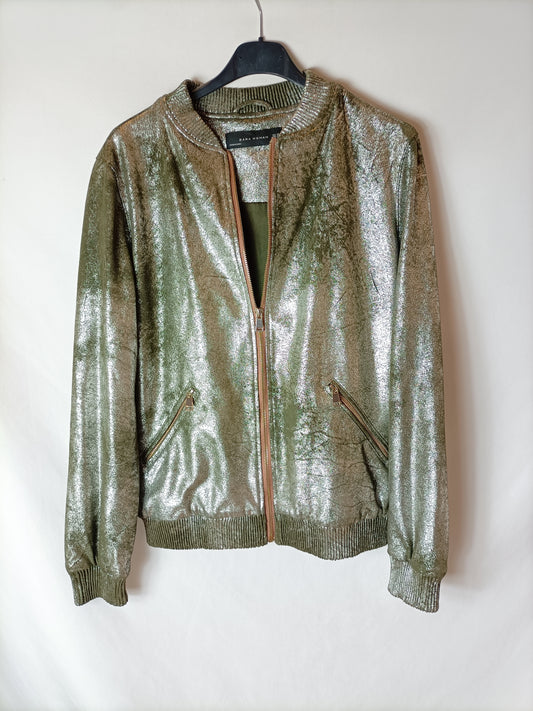 ZARA. Metallic bomber jacket. Size XS