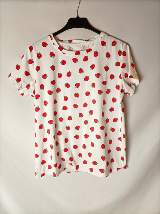 OTRAS. Camiseta blanca fresas. T M