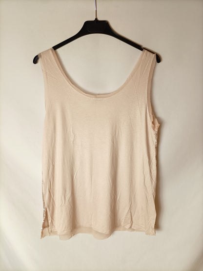 ZARA. Top color nude mini lentejuelas. T M