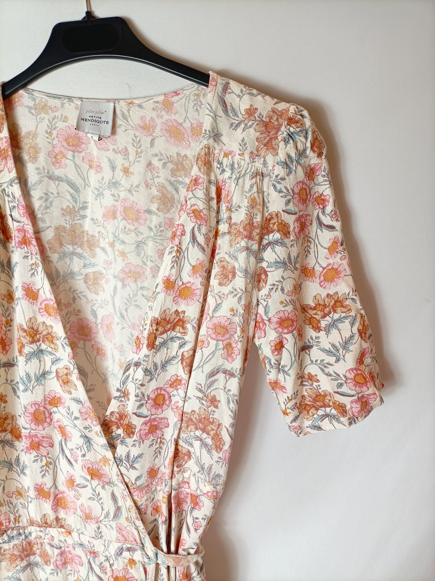 JOLIE JOLIE. Vestido midi cruzado flores. T L