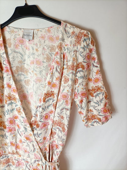 JOLIE JOLIE. Vestido midi cruzado flores. T L