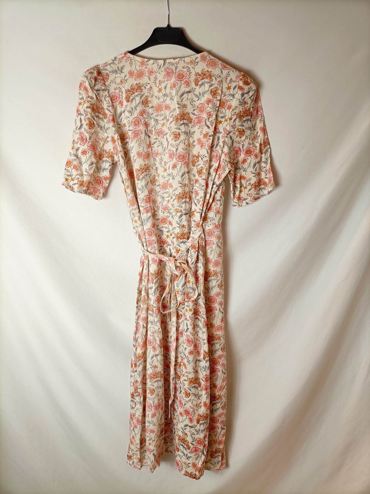 JOLIE JOLIE. Vestido midi cruzado flores. T L