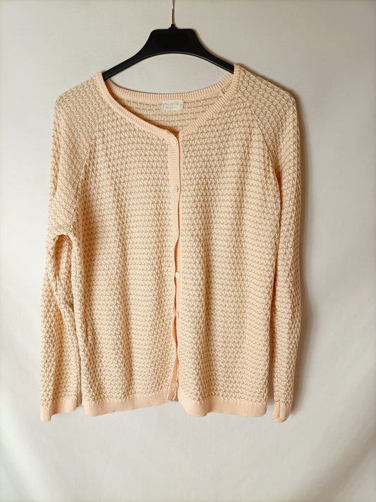 MI CANESÚ. Rebeca rosa claro hilos dorados. T P (M)