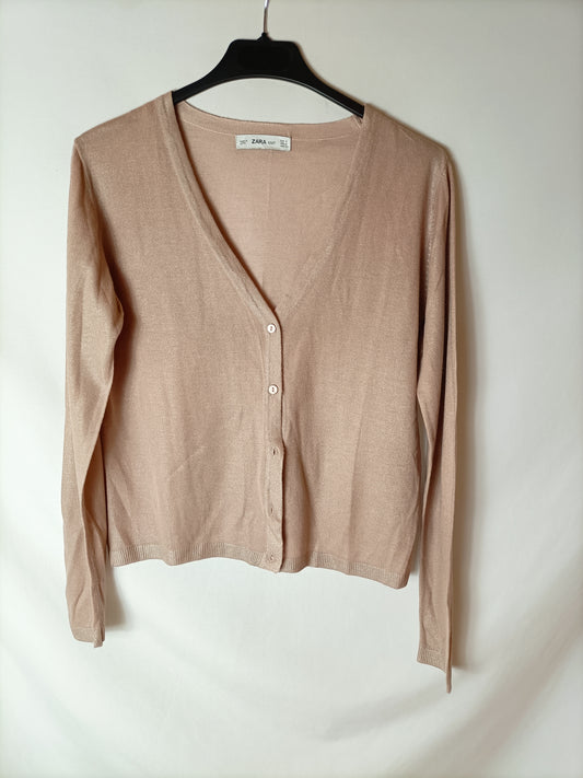 ZARA. Rebeca rosa hilos plateados. T S