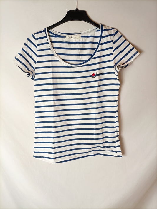 LUCIA BE. Camiseta rayas logo. T M