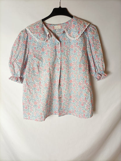 MY YOKE. Short-sleeved floral blouse. TM