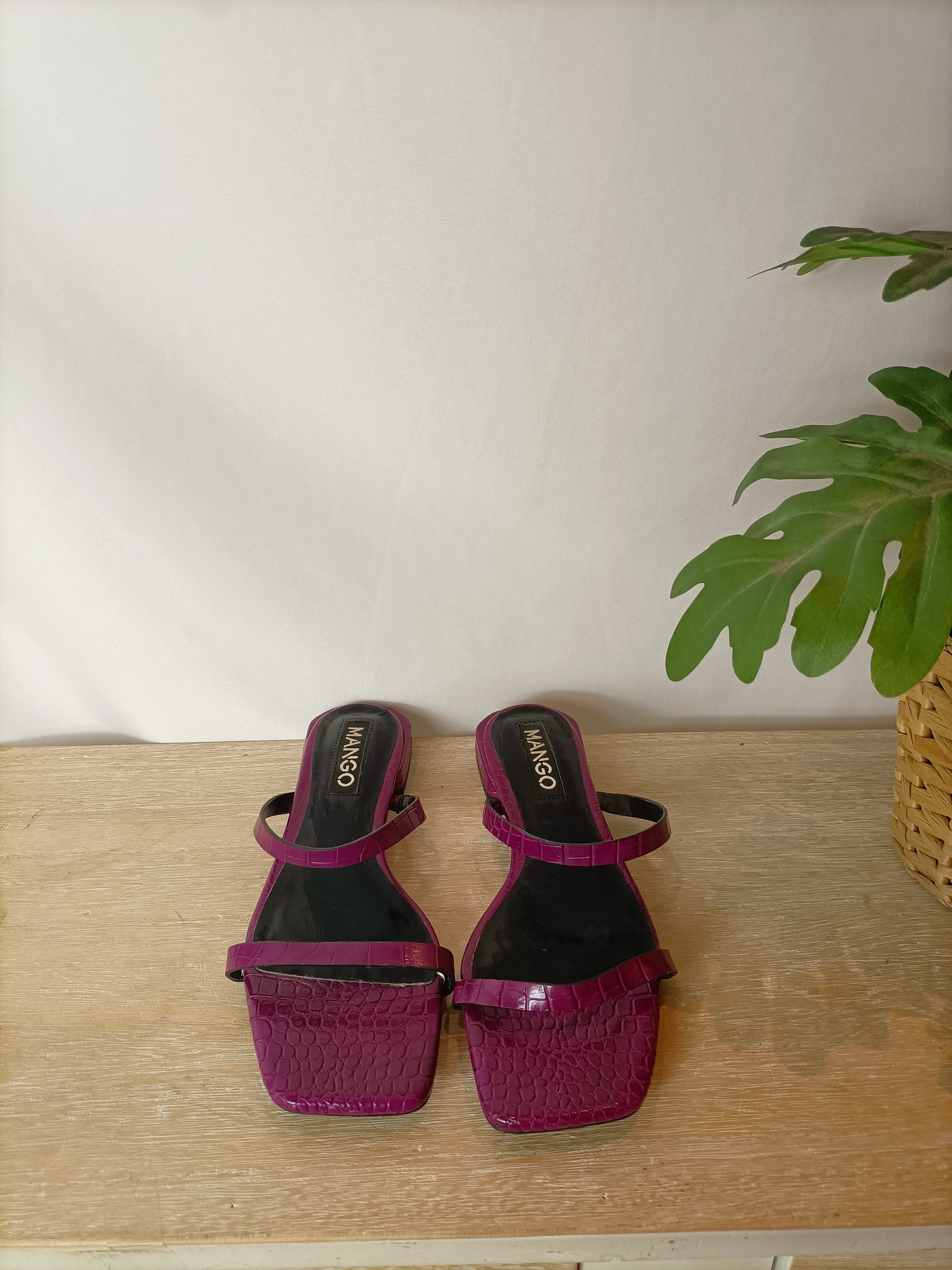 Burdeos Mango Mujer Pantalones Cortos Sandalia Burdeos Serpiente