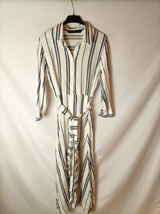 ZARA. Vestido midi rayas T.l