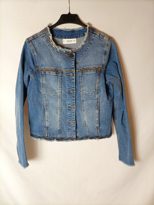 MANGO. Chaqueta vaquera abalorios T.m