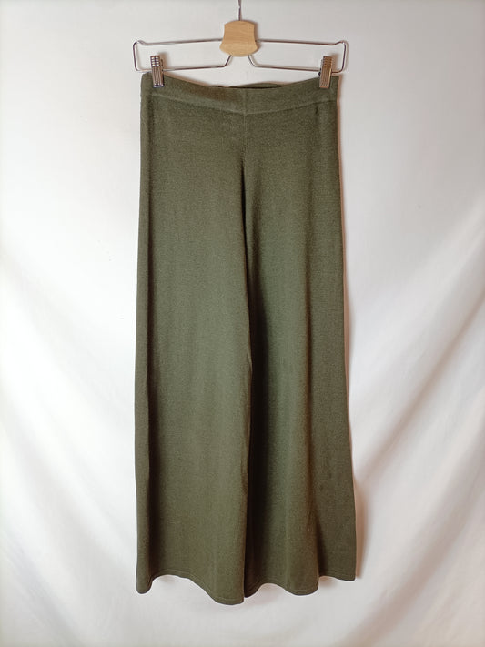 MANGO. Pantalón punto verde T.s