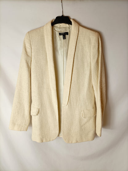 MANGO. Blazer beige tweed T.m