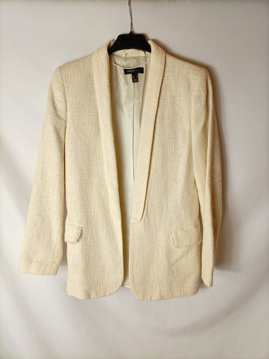 MANGO. Blazer beige tweed T.m