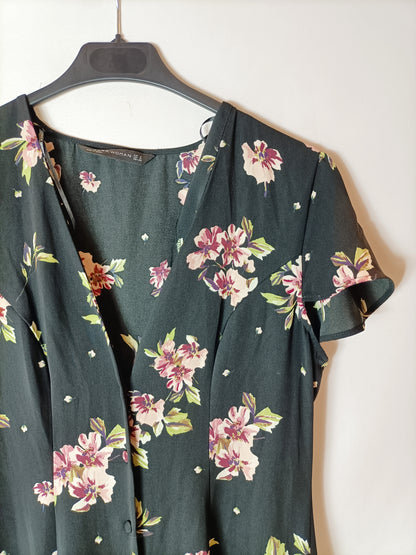 ZARA. Vestido largo negro abotonado T.m