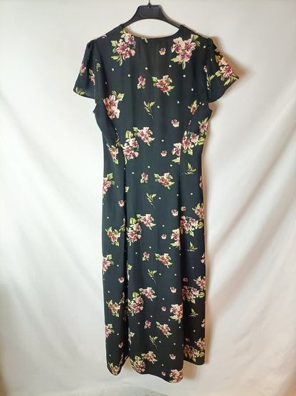 ZARA. Vestido largo negro abotonado T.m