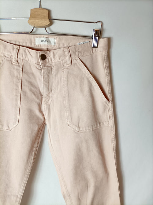 BA&SH. Pantalones pitillo rosa claro. T 1 (36)