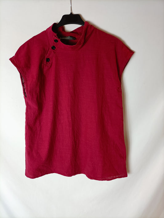 CELMIA. Top burdeos botones T.l