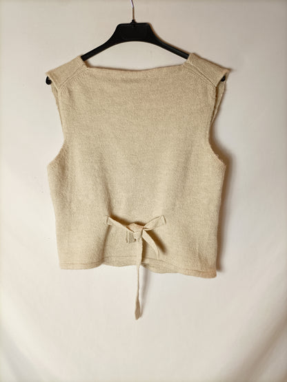 ZARA. Chaleco punto beige T.l