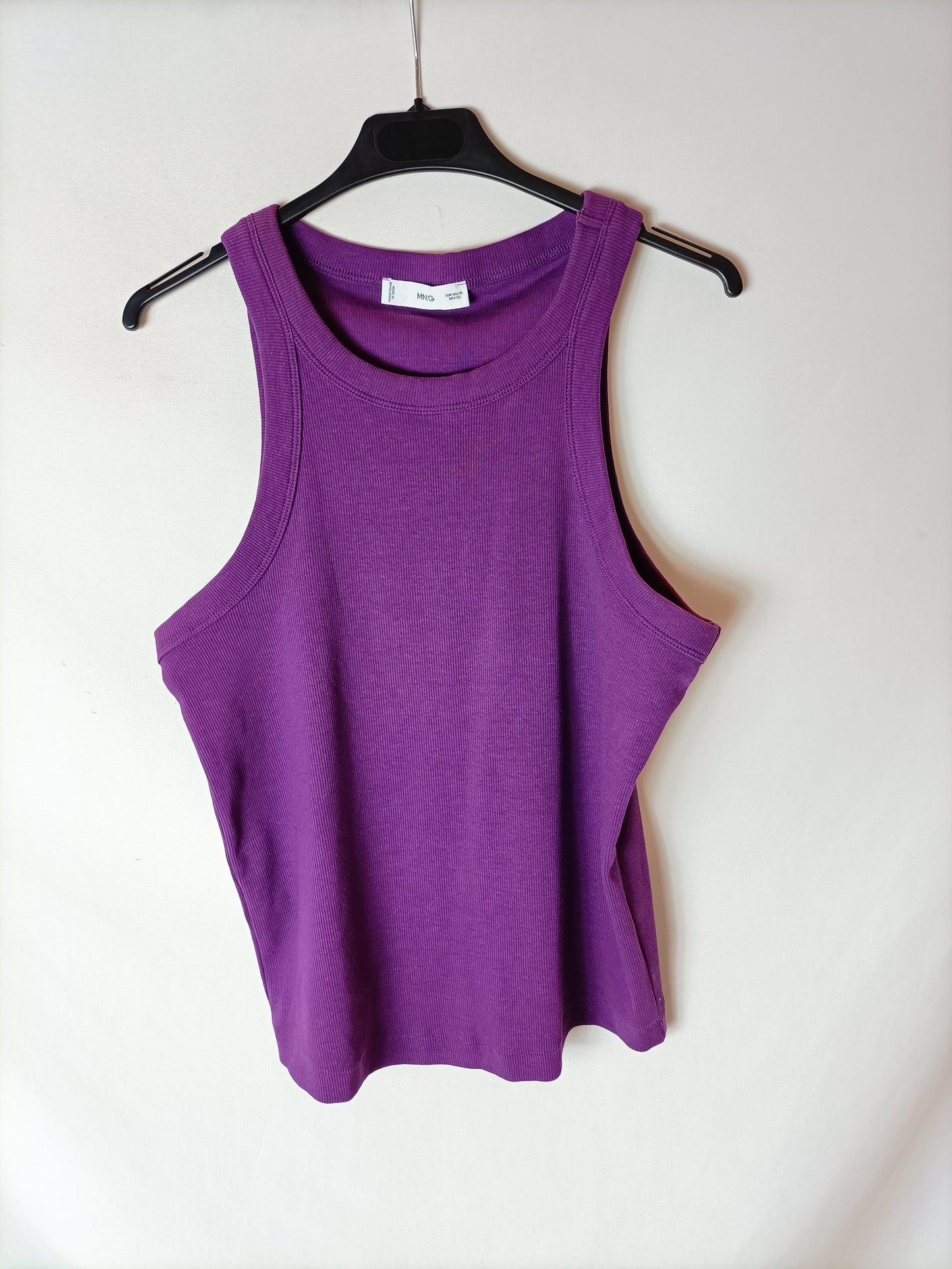 MANGO. Purple ribbed t-shirt T.xl