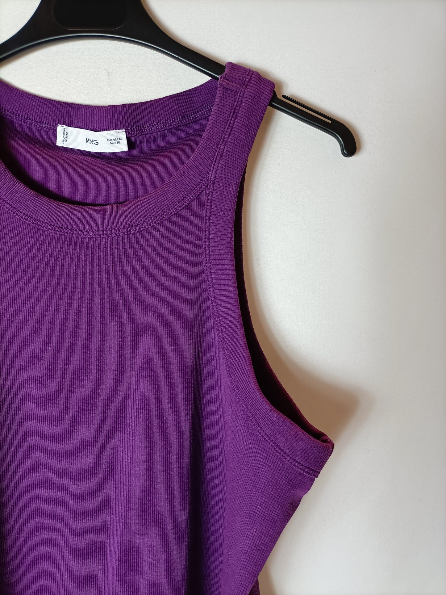 MANGO. Purple ribbed t-shirt T.xl