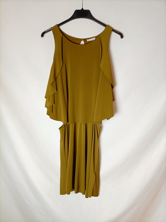 ZARA. Vestido verde aberturas T.l