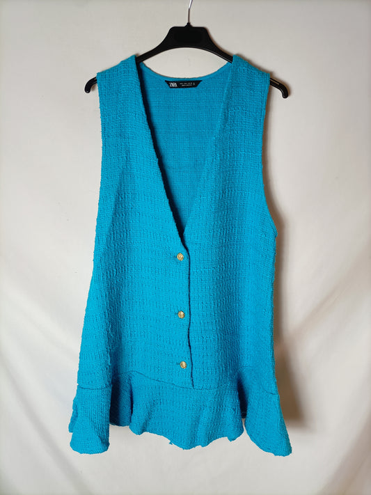 ZARA. Vestido turquesa tweed T.l