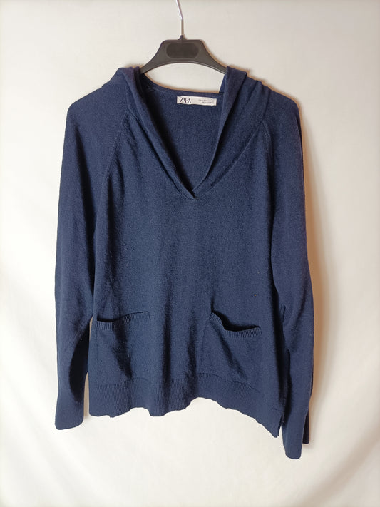 ZARA. Blue turtleneck sweater