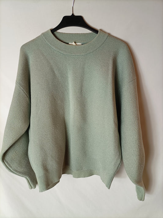 H&M. Sudadera azul claro hilo brillos. T S