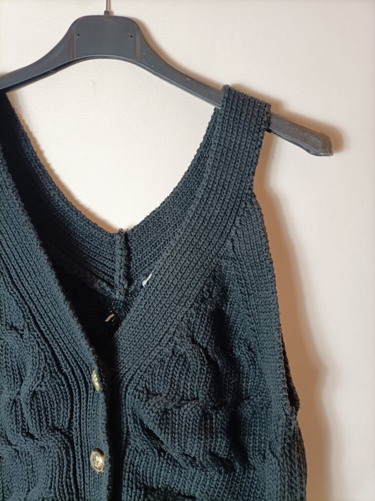 ZARA. Chaleco punto azul marino. T S