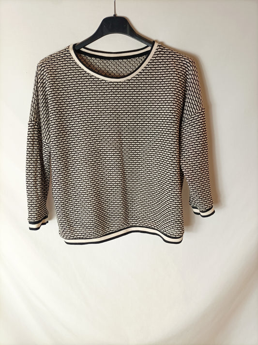 OTRAS. Jersey fino blanco y negro T.m/s