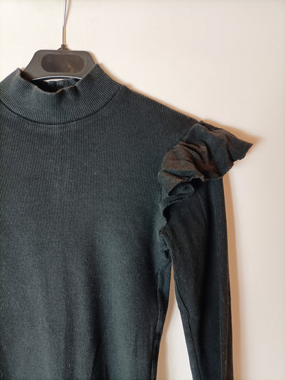 ZARA. Top negro manga larga T.s