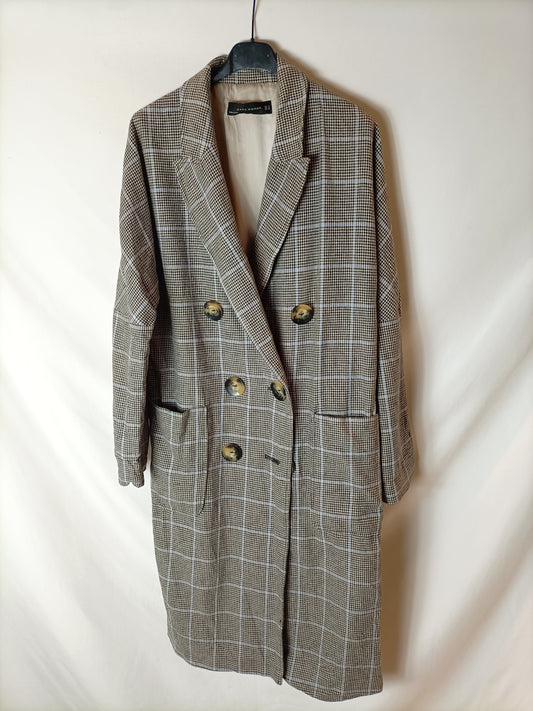 ZARA. Abrigo fino cuadros. T S
