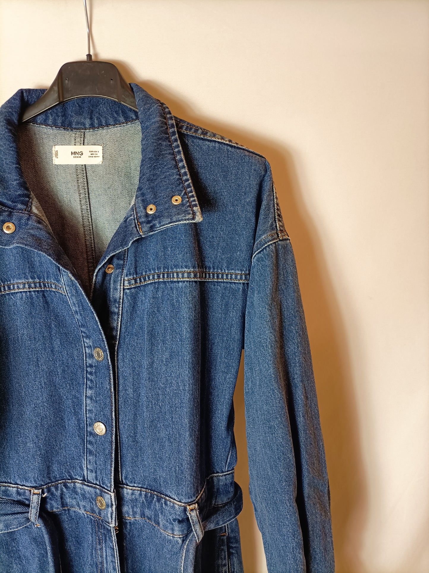 MANGO. Long denim jumpsuit Ts